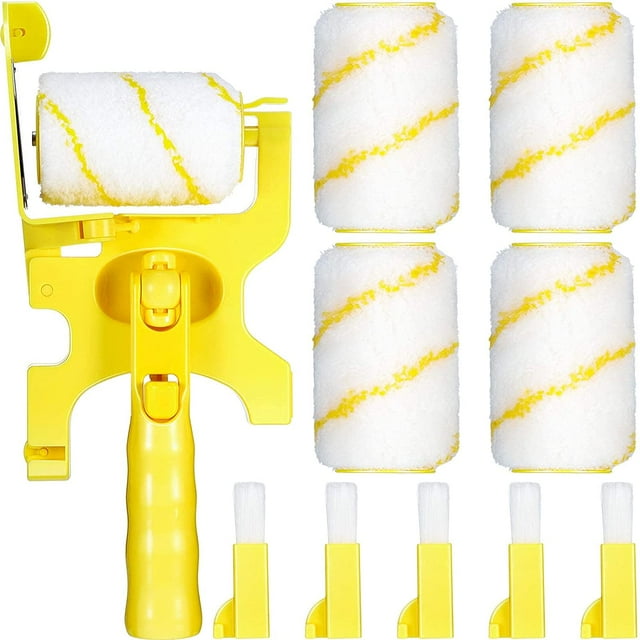 Jinsinto Set of 9 Paint Edger Combo Kit Paint Edger Roller Brush Multifunctional Handheld Clean-Cut Paint Edger with Extra Replacement Roller and Brush for Room Wall Ceiling