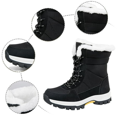 

Akiihool Snow Boots for Men Men s Warm Snow Boots Winter Shoes Cold-Weather Warm Lightweight Walking Boots (Black 9)