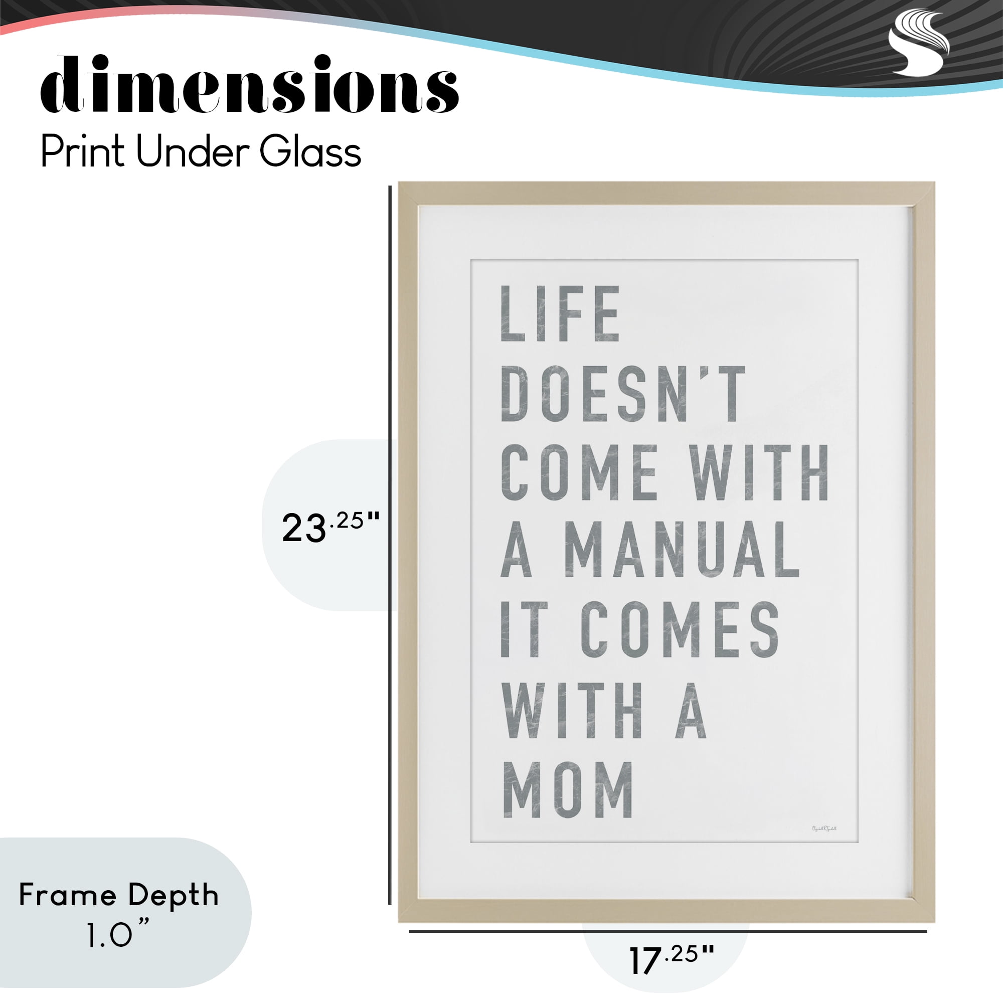 Stupell Industries Life Manual Is Mom Birch Framed Print Under Glass, design by Elizabeth Tyndall