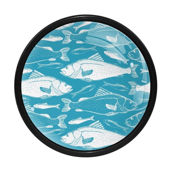4 Pcs Ocean Fish Knobs for Kitchen Cabinet Cupboard Dresser Bookcase Drawer Pulls Handles Round Home Decor