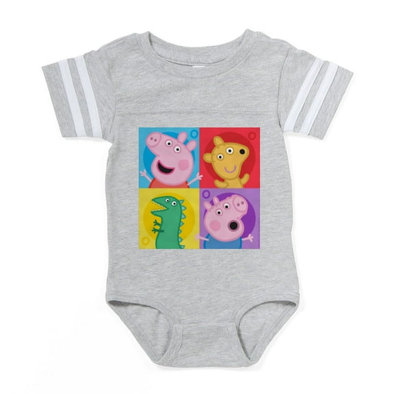 CafePress - Peppa Pig And Friends Square Baby Football Bodysui - Cute Infant Baby Football Bodysuit