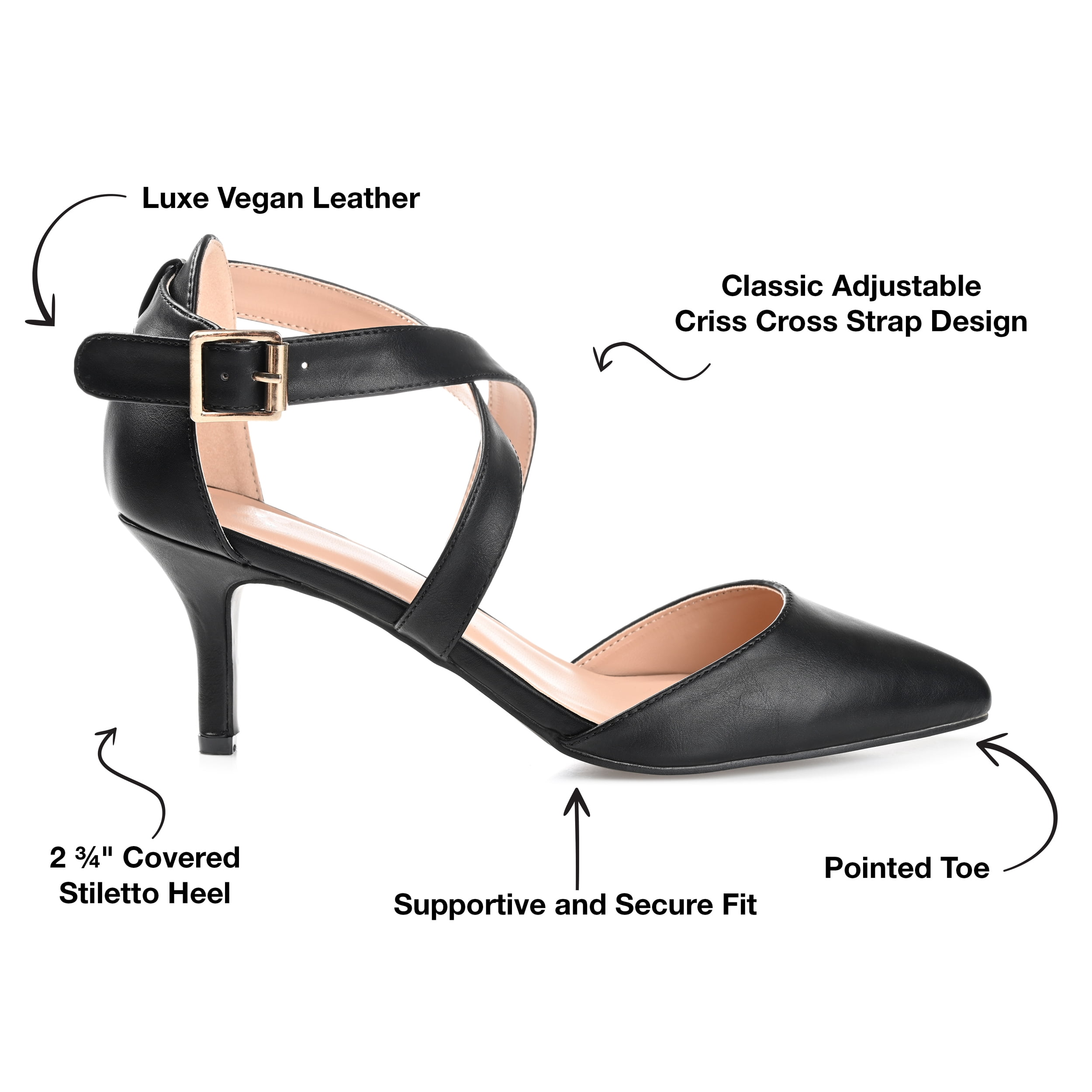 Journee Womens Riva Pointed Toe Mid Heel Pumps, Widths Available