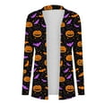 thumbnail image 4 of Ounisa Women Halloween Cardigan Bat Pumpkin Graphic Shirt Knitting Long Sleeve Open Front Outwear Knitted Sweaters Coat Thanksgiving Top, 4 of 6