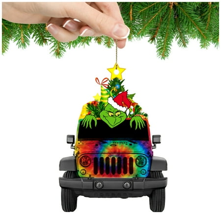 

Home Decor 2PC Christmas Tree Acrylic Pendant Merry Comes From Grinchs With Heart 2022 Friends Holiday Atmosphere Decoration