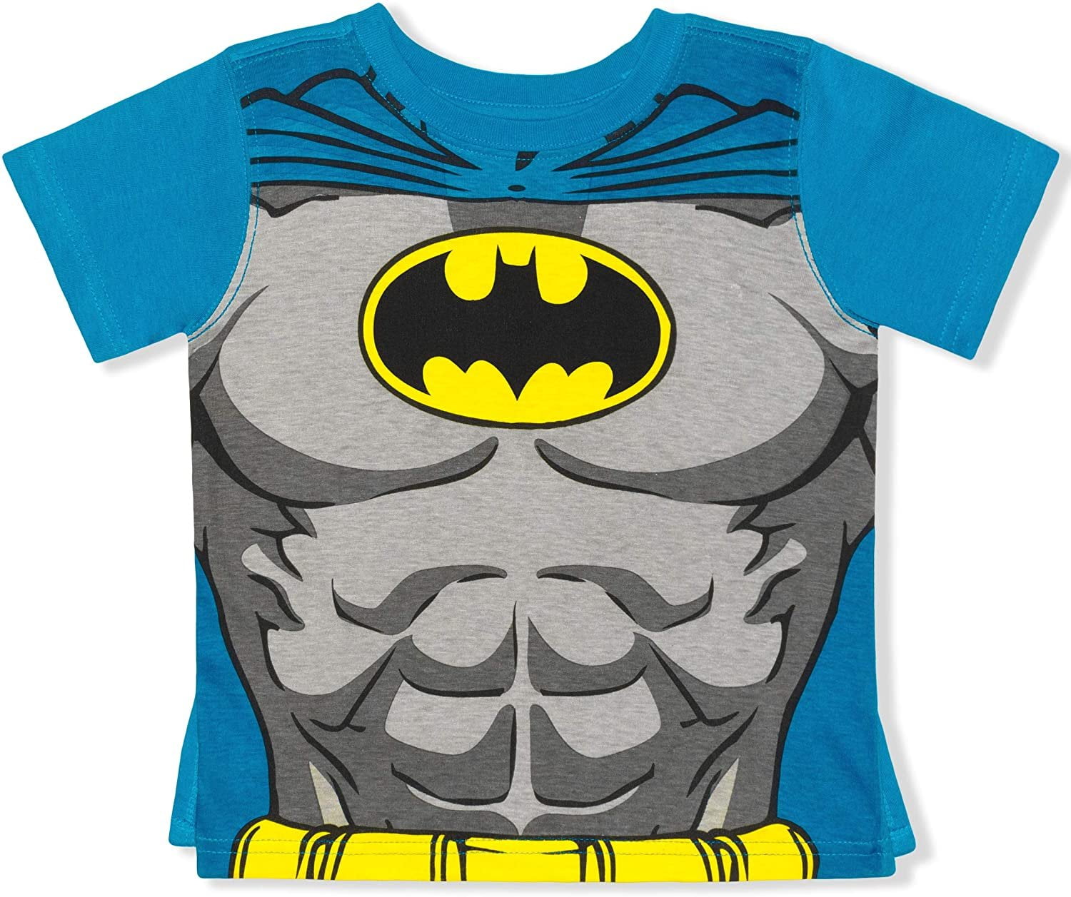 Warner Bros Batman or Superman T Shirt with Detachable Cape Superhero Shirt for Boys 