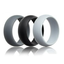 HEATSHAKING 3Pcs Couples Silicone Wedding Bands for Unisex Black