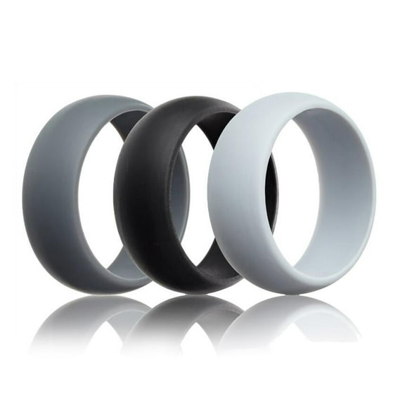HEATSHAKING 3Pcs Couples Silicone Wedding Bands for Unisex Black