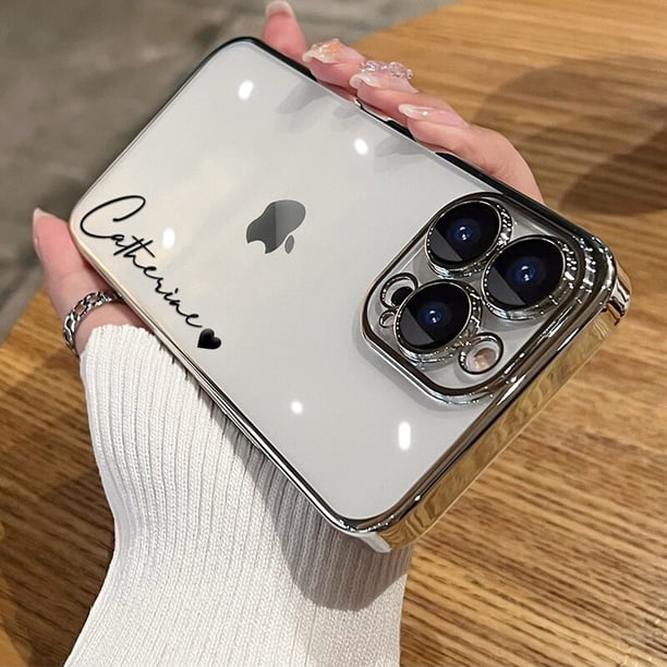 Funda personalizada con nombre para iPhone, carcasa transparente de lujo, 14 Pro Max, 14, 13, 12, 11 Pro Max Fivean unisex