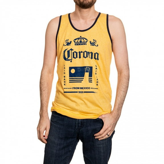 Corona Extra Crown Logo From Mexico 1925 Faded Gold Ringer Tank Top-2XLarge