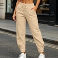 thumbnail image 5 of QIYAGBSA High Waisted Joggers for Women Soft Drawstring Elastic Waist Front Seam Side Pockets Ankle Cuffs Gym Fitness Running Casual Weekends, 5 of 8