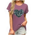 thumbnail image 3 of Fartey Women's Vintage Floral T Shirt Comfy Cotton Crew Neck Short Sleeve Tops Boho Graphic Tees Loose Casual Summer Going Out Blouses Red L, 3 of 7
