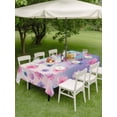 thumbnail image 3 of Outdoor Tablecloth with Umbrella Hole and Zipper, Spring Floral Rectangle Table Cloth 60x102 Inch Waterproof Tablecloth, Purple Pink Blue Flower Botanical Ombre Picnic Table Cover for Patio Camping, 3 of 7