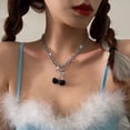 thumbnail image 2 of Collar de cereza negra para mujer, cadena de clavícula de niña oscura, collar retro de estilo coreano que combina con todo, joyería, 2 of 6