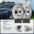 thumbnail image 3 of AutoShack Front Vented Drilled & Slotted Silver Zinc Coated Brake Rotors + Premium Ceramic Pads 6-PC Brake Kit Replacement for 2006-2023 Dodge Charger SilverShield Pro 12.6" (320 mm), 3 of 5
