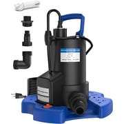 QIOMALA Automatic Pool Cover Pump - 1 HP 3500 GPH Sump Pump Above Ground with Check Valve, 3 Adapters and 29.6FT Extra Long Power Cord, Pump Water Removal for Swimming Pool, Basements