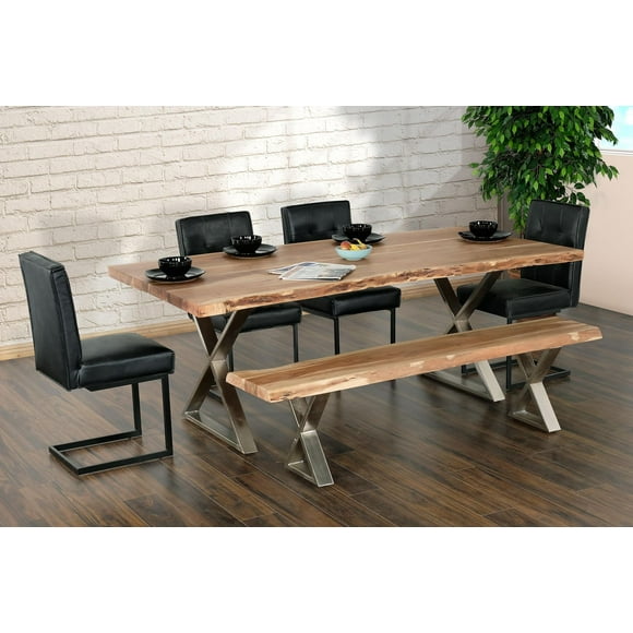 Primo International Loomie 70 in. Wood and metal Backless Dining Bench