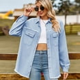 thumbnail image 2 of SWSMCLT Women's Denim Button Down Shirt Boyfriend Loose Lapel Top Spring Coat Long Sleeve Button Fashion Thin Light Blue Small, 2 of 5