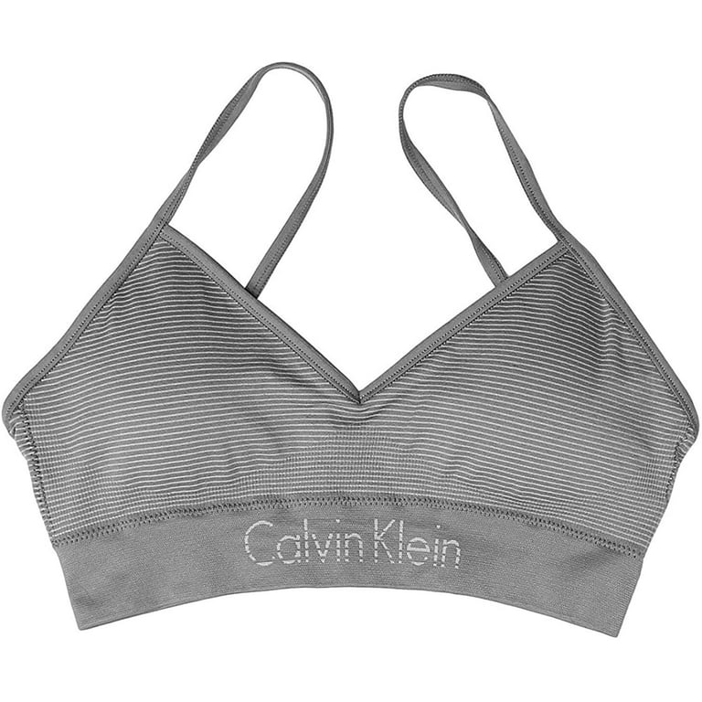 Calvin Klein Ladies' Seamless Bralette, Removable Pads, Signature Logo  Band, 2 Pack (Navy-Gray, Large)