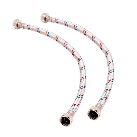Kit 2 Mangueras Para Lavabo 40 Cm Acero Cromado 1/2 X 1/2 Isaac Morris P-MB2M