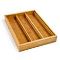 Bamboo Expandable 5 Large Compartment Adjustable Cutlery Drawer Tray