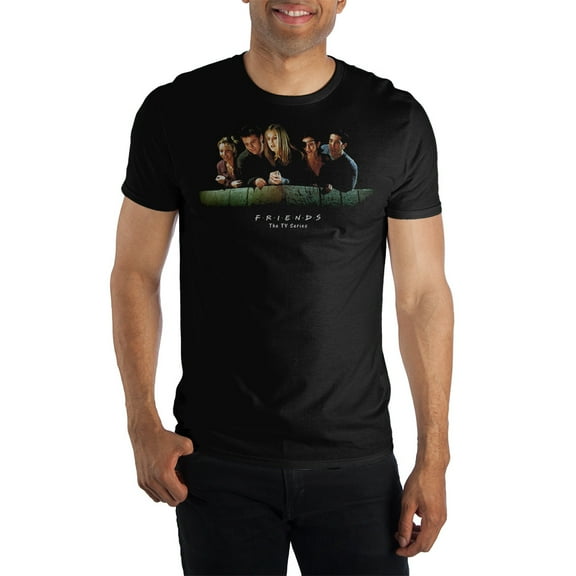 Friends TV Show Over The Balcony Black T-Shirt X-Large Retro T-Shirts