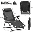 thumbnail image 2 of MoNiBloom Patio Lounge Chair with Headrest & Foot Pads, Outdoor Folding Adjustable Reclining Beach Lawn Lounger, Black, 2 of 11