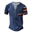 thumbnail image 2 of Men's Distressed 250 Anniversary Usa Shirt Henley Shirts Retro Short Sleeve Tee Shirts Casual Button Down Washed T-Shirts, 2 of 4
