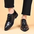 thumbnail image 2 of Gpaecead Men Embossed Business Formal Dress Shoes Pointed Toe Solid Color Faux Leather Soft Sole Office Casual Flats For Work, Black, 2 of 8