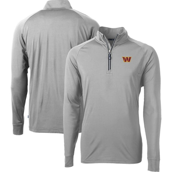Men's Cutter & Buck Gray Washington Commanders Big & Tall Adapt Eco DryTec Raglan Quarter-Zip Jacket