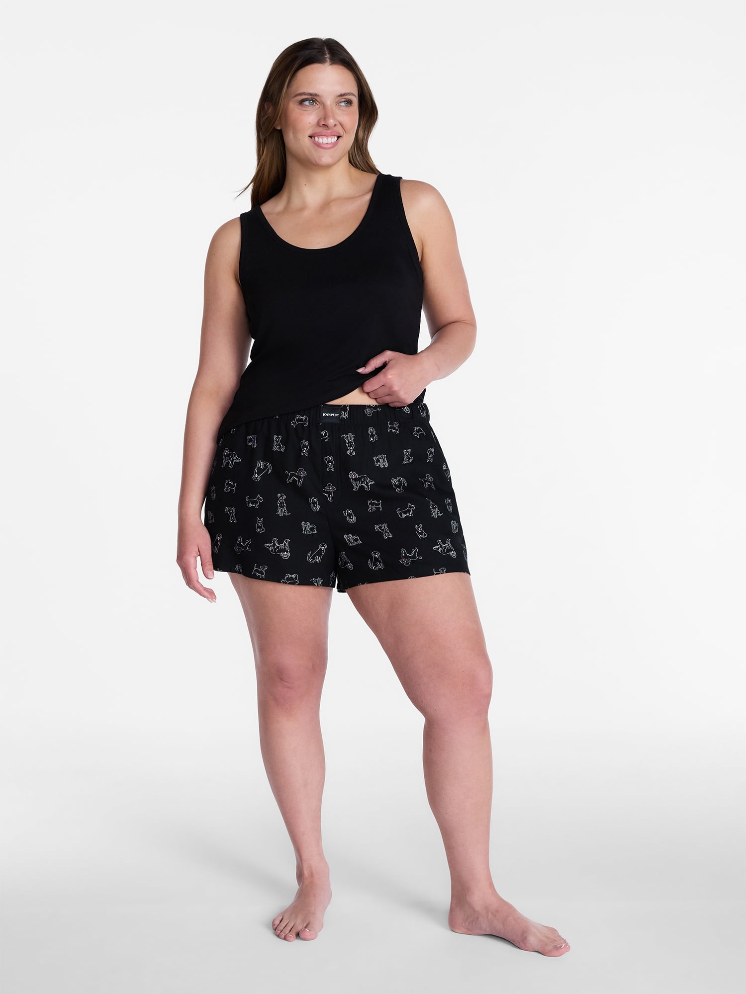 Joyspun Women's Woven Pajama Boxer Shorts, 3'' Inseam, Sizes XS-2X