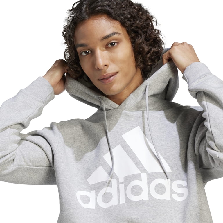 adidas Essentials Fleece Big Logo Hoodie (Unisex, Medium Grey