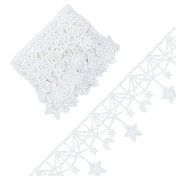 Moon Star Polyester Lace Trim Clothing Accessories for Sewing and Art Craft Decoration White 4-1/4 inch(108mm)