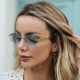 thumbnail image 3 of Gafas de sol cuadradas sin marco con decoración, gafas de sol de metal con cabeza retro para hombres y mujeres, 3 of 6