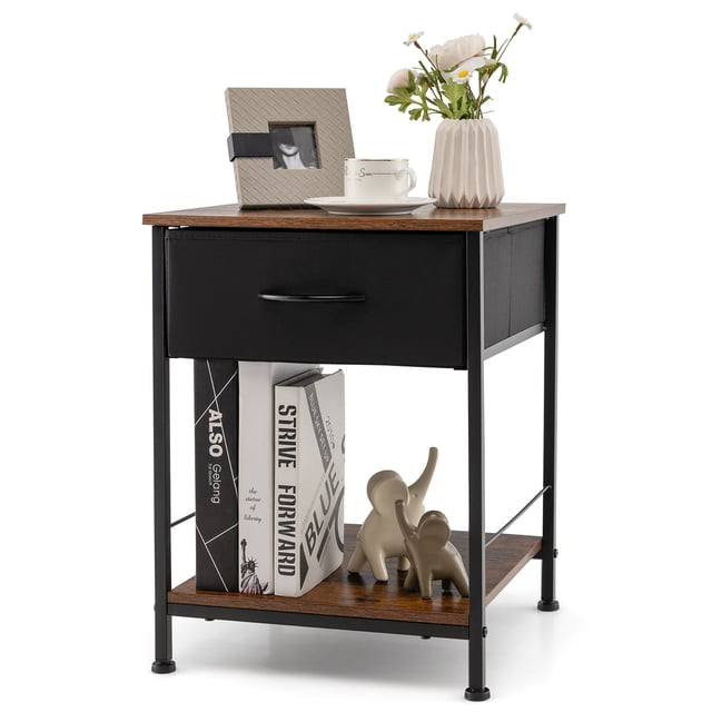Costway 2-tier Nightstand Bedside End Sofa Table with Drawer for Living Room