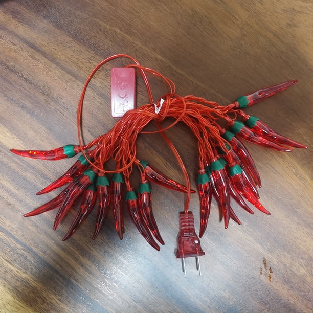 Guirnaldas de luces para exteriores, lámpara Led de chile rojo resistente a la intemperie, iluminación con pilas, luces de hadas navideñas para balcón festivo (3M-20LED)