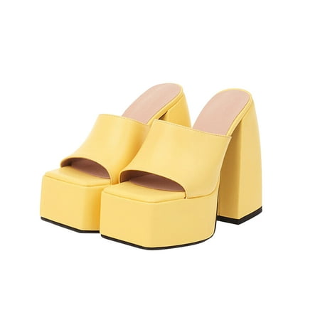 

Slippers Women s Sandals House Slippers Platform Sandals For Women Sexy Square Peep Toe Slip On Chunky High Heel Sandals Date Dress Pumps