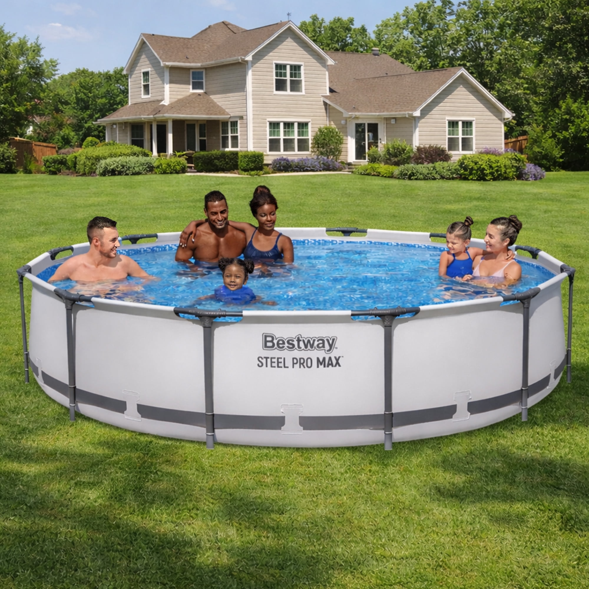 Bestway Steel Pro MAX 12'x30" Metal Frame Above Ground Pool, Filter Pump & Cartridge, Gray