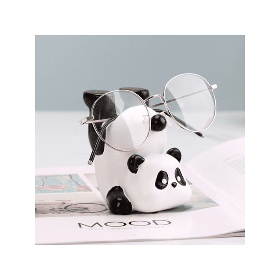8 Side Panda Ceramic Figurine Glasses Organizer, Home Use Storage, Black and White, 1 Pc