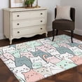 thumbnail image 3 of Area Rug 3'x5', Cartoon Cat Non-slip Runner Rug Carpet for Bedside, Funny Cute Colorful Animal Pet Washable Outdoor Indoor Area Rugs Mat for Entryway/Living Room/Bedroom/Kitchen/Office, 3 of 9