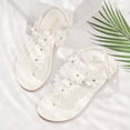 thumbnail image 5 of Ytobaz Flat Sandals for women Floral T Strap Clear Band Sandals Open Toe Slingback Shoes Beach Vacation Wedding Travel Daily Casual Footwear, 5 of 9