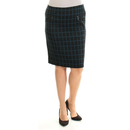 Knee Length Sheath - ALFANI Womens Black Check Knee Length Sheath Skirt Size: 10