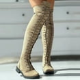thumbnail image 5 of DMQUPV Women's Lace Up Over The Knee Boots, Round Toe Low Heel Side Zipper Long Boots,Khaki,Size 9.5, 5 of 8