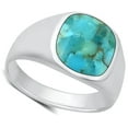 thumbnail image 4 of CHOOSE YOUR COLOR Signet Simulated Turquoise Ring .925 Sterling Silver Band Blue CZ Female Size 8, 4 of 4