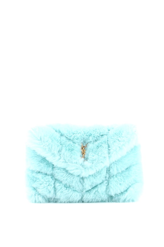Pre-Owned LouLou Puffer Clutch Matelasse Chevron Shearling Small By Rebag