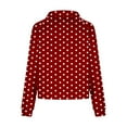 thumbnail image 4 of VEKDONE Polka Dot Print Sweatshirts for Women Raglan Long Sleeve Zipper Stand Neck Cropped Sweatshirt Casual Loose Fit Lightweight Thin Fleece Pullover Tops, 4 of 5
