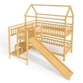 thumbnail image 5 of Harper & Bright Designs Twin Size House Bunk Bed with Storage Stairs, Wood Bunk Bed Frame with Slide for Boys and Girls, Natural, 5 of 12