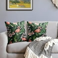 thumbnail image 3 of Flamingo Pillow Covers 16x16 Set of 2 Summer Tropical Leaves Floral Floral Print Black Decorative Throw Pillows Outdoor Hawaii Flower Farmhouse Pillowcases Cushion Case Decor for Home Sofa Couch Bed, 3 of 6