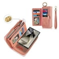 thumbnail image 5 of Allytech Wallet Case for Samsung Galaxy S24 Plus, Zipper Pocket + Card Slots, [Full Body Protection] PU Leather Zipper Wallet Detachable Magnetic Phone Case with Wristband & Buckle - Pink, 5 of 10