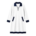 thumbnail image 5 of hoksml Women's Color Block Sweatshirt Dress with Pockets - Half Zip Long Sleeve Loose Mini Tunic Shift Dress for Casual Wear, 5 of 8