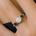 thumbnail image 4 of Gem Stone King 925 Sterling Silver and 10K Yellow Gold White Moissanite and Black Onyx 3 Stone Engagement Ring for Women (1.66 Cttw, Cushion Cut 6MM and 4MM, Available in Size 5, 6, 7, 8, 9), 4 of 4